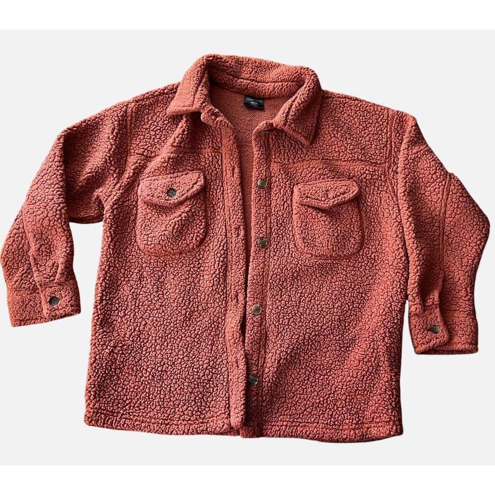 32 Degrees Heat Sherpa Shacket Womens XS S Rust Fleece Shirt Jacket Oversized
